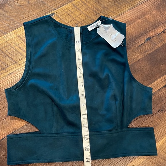 Emerald Faux Suede Crop Top - Picture 4 of 7